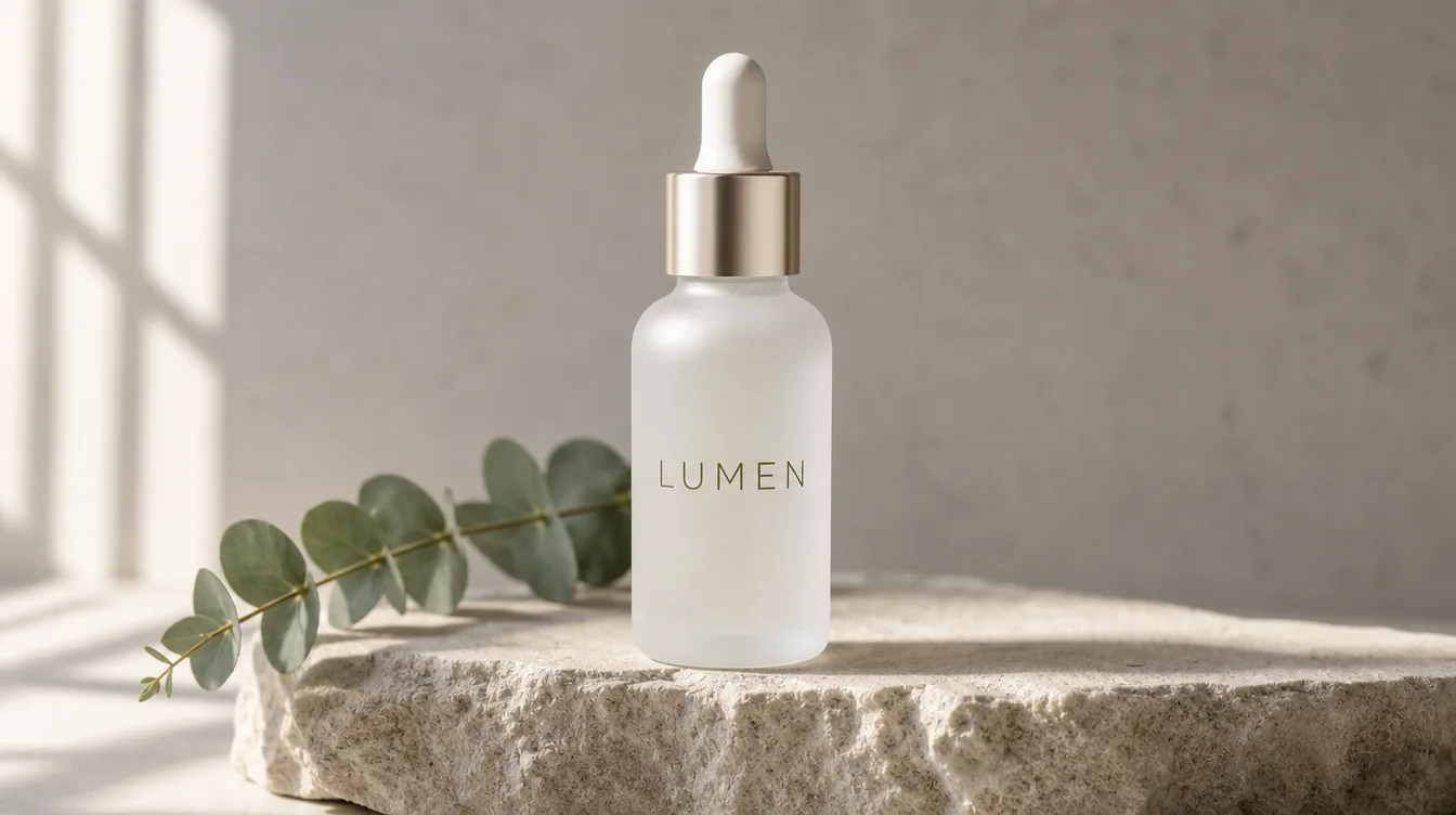 Startbild zu Prompt A — LUMEN-Serumflasche