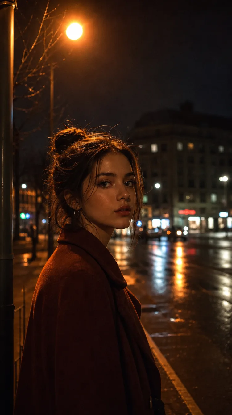 Startbild zu Prompt B — Nachtstraßenporträt