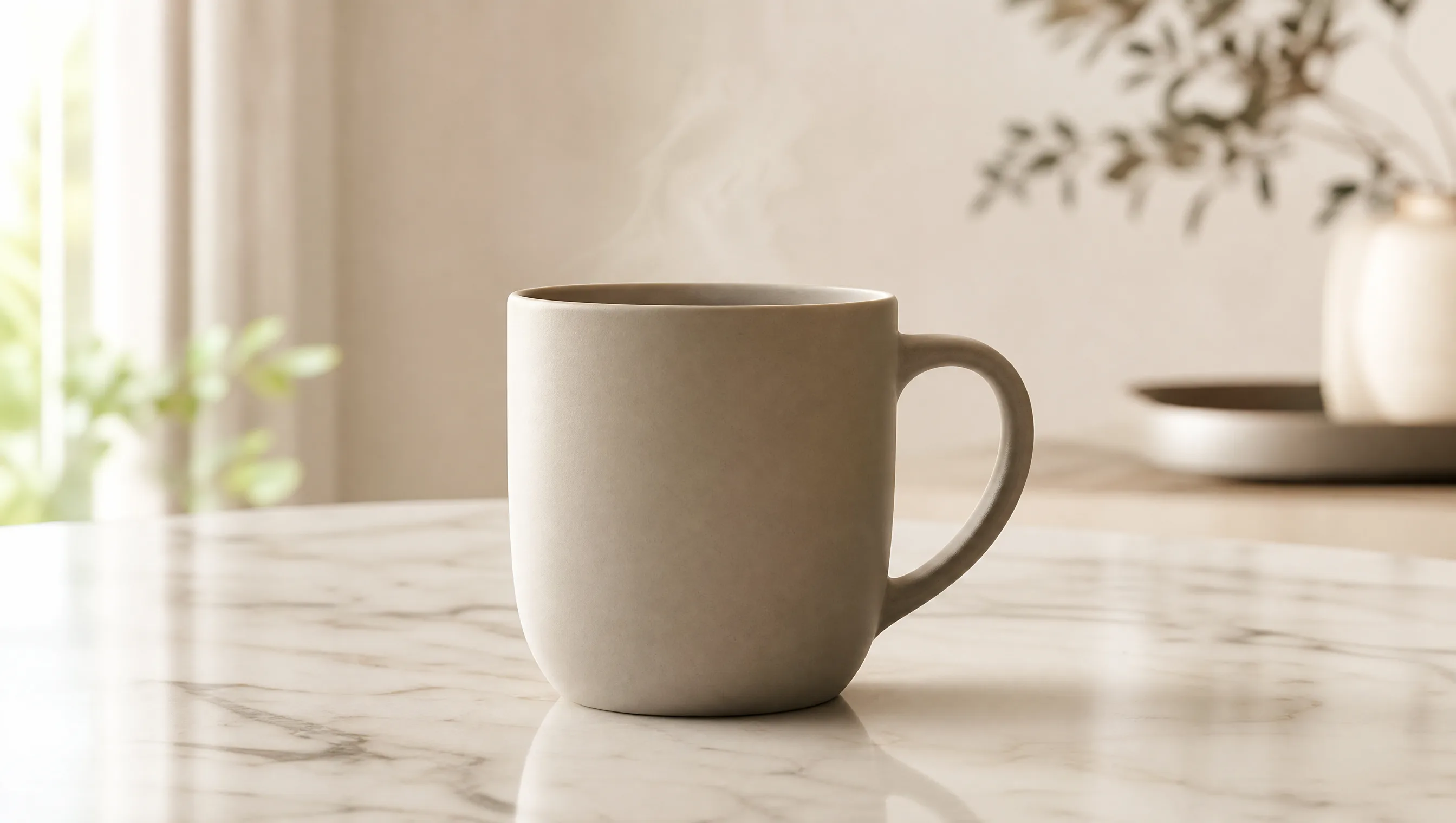 Ceramic coffee mug product still on marble