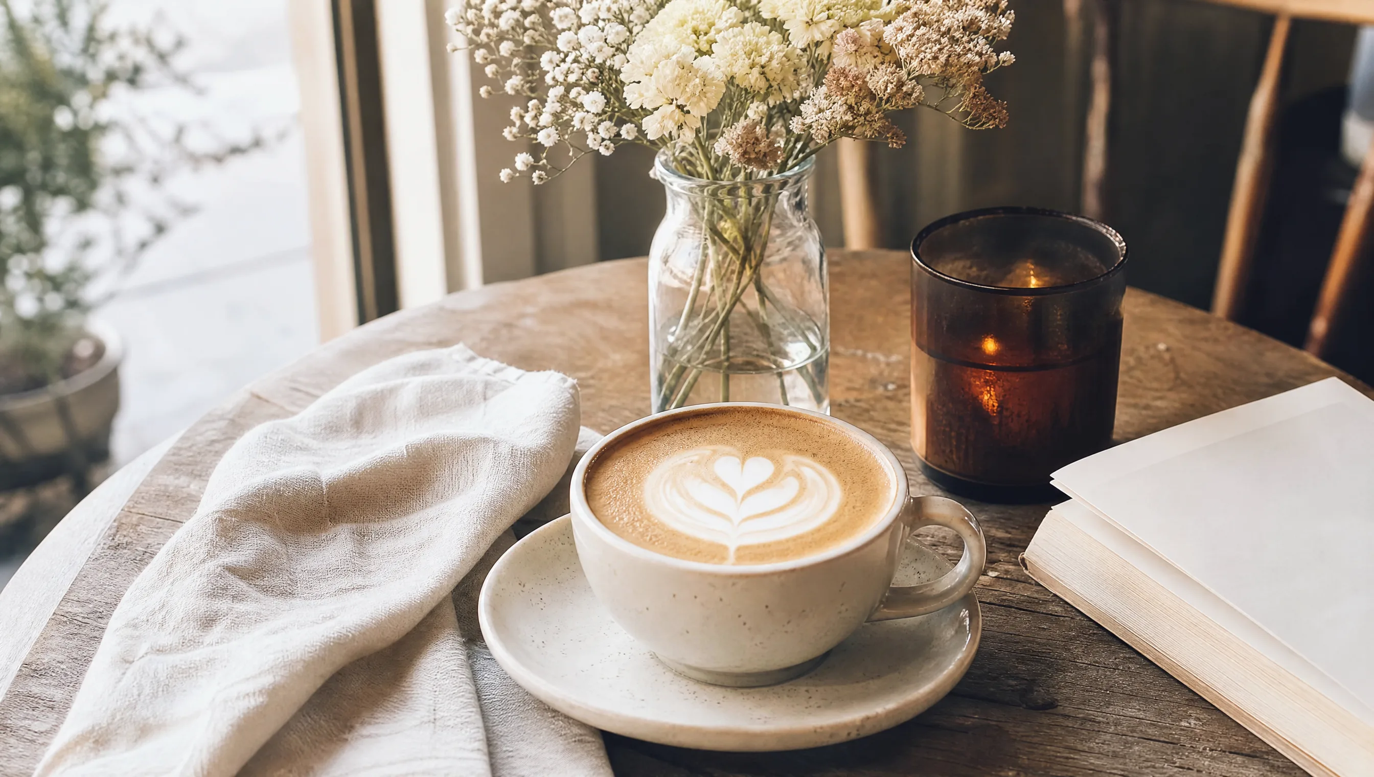 Cafe latte lifestyle still for social feed